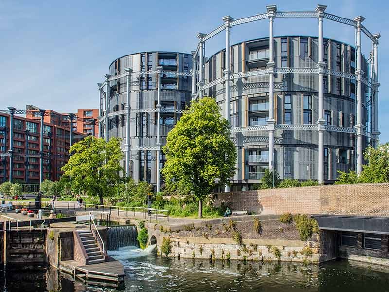 The Regents Canal and Gasholder park